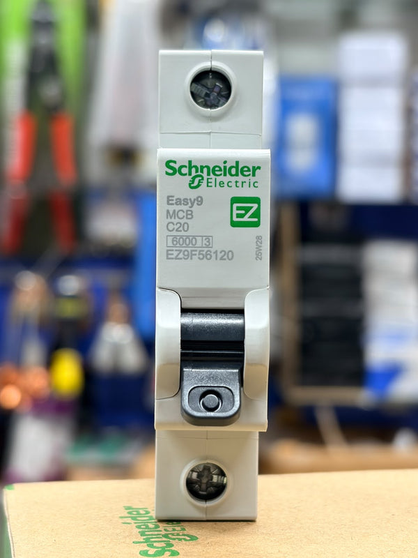 SCHNEIDER ELECTRIC EASY 9MCB MINIATURE CIRCUIT BREAKER (MODEL EZ9F56120 OR SIMILIAR C2PR/C20 20A SINGLE-POLE UNIT