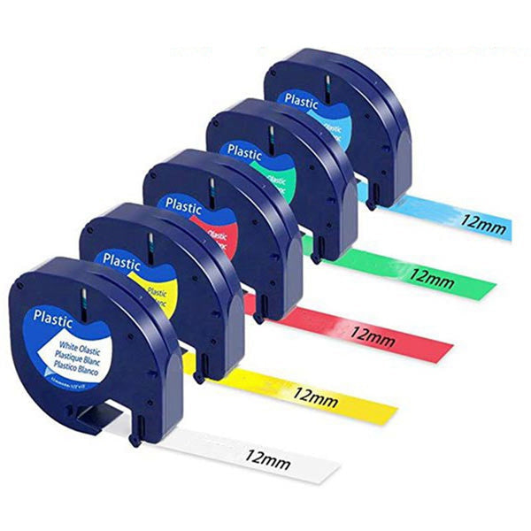 Compatible 12mm x 4m White Plastic Letratag tape 91201