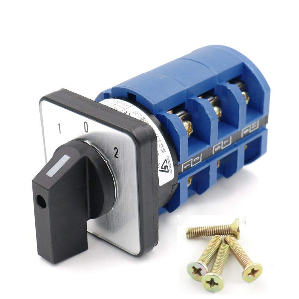 Changeover Control Rotary Switch 20A On-Off-On 3 Positions
