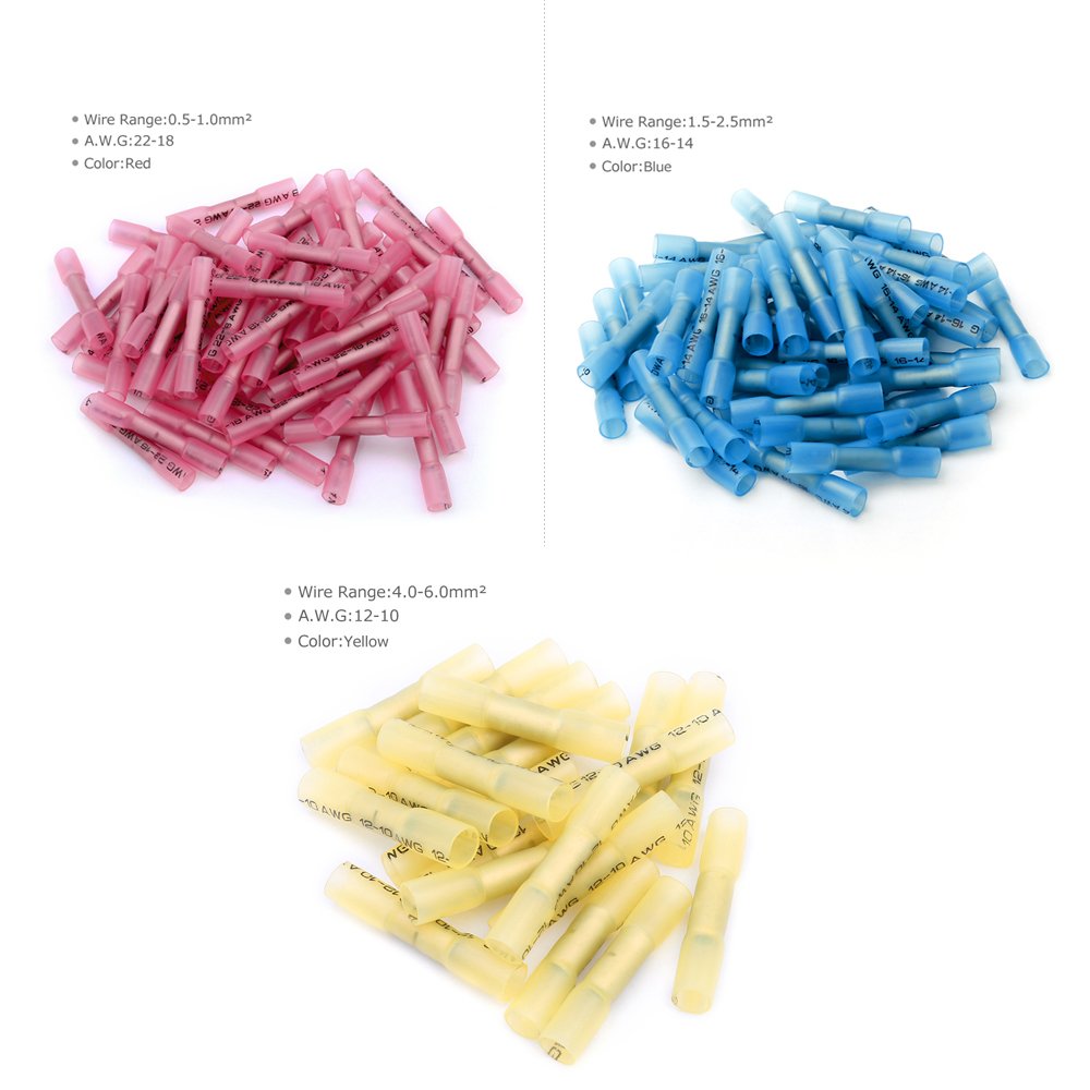 Heat Shrink Butt Connectors Terminals, Waterproof Marine Grade