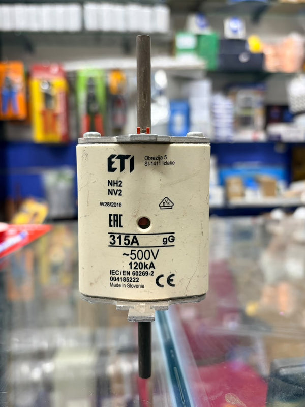 ETI NH2/NV2 INDUSTRIAL KNIFE BLADE FUSE LINK 315A AT ~500V