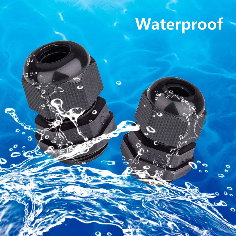 Nylon Plastic Waterproof Cable Glands Joints Wire Protectors Black