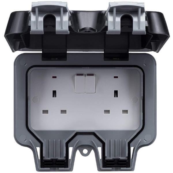 Weatherproof Outdoor Switched Socket Double Gang