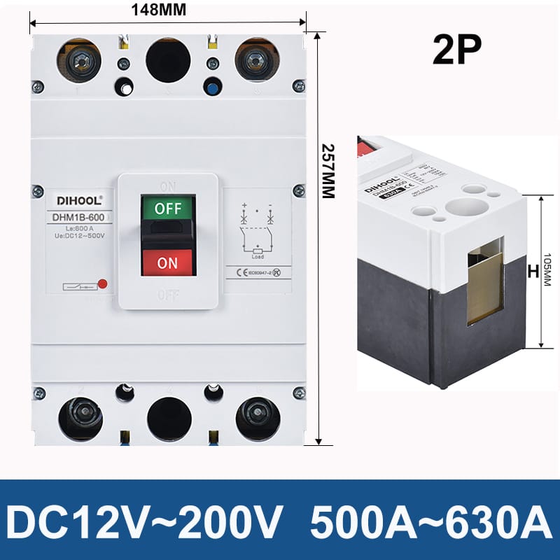 DC 12V 24V 48V 72V MCCB 125A 100A 200A 250A 300A 400A
