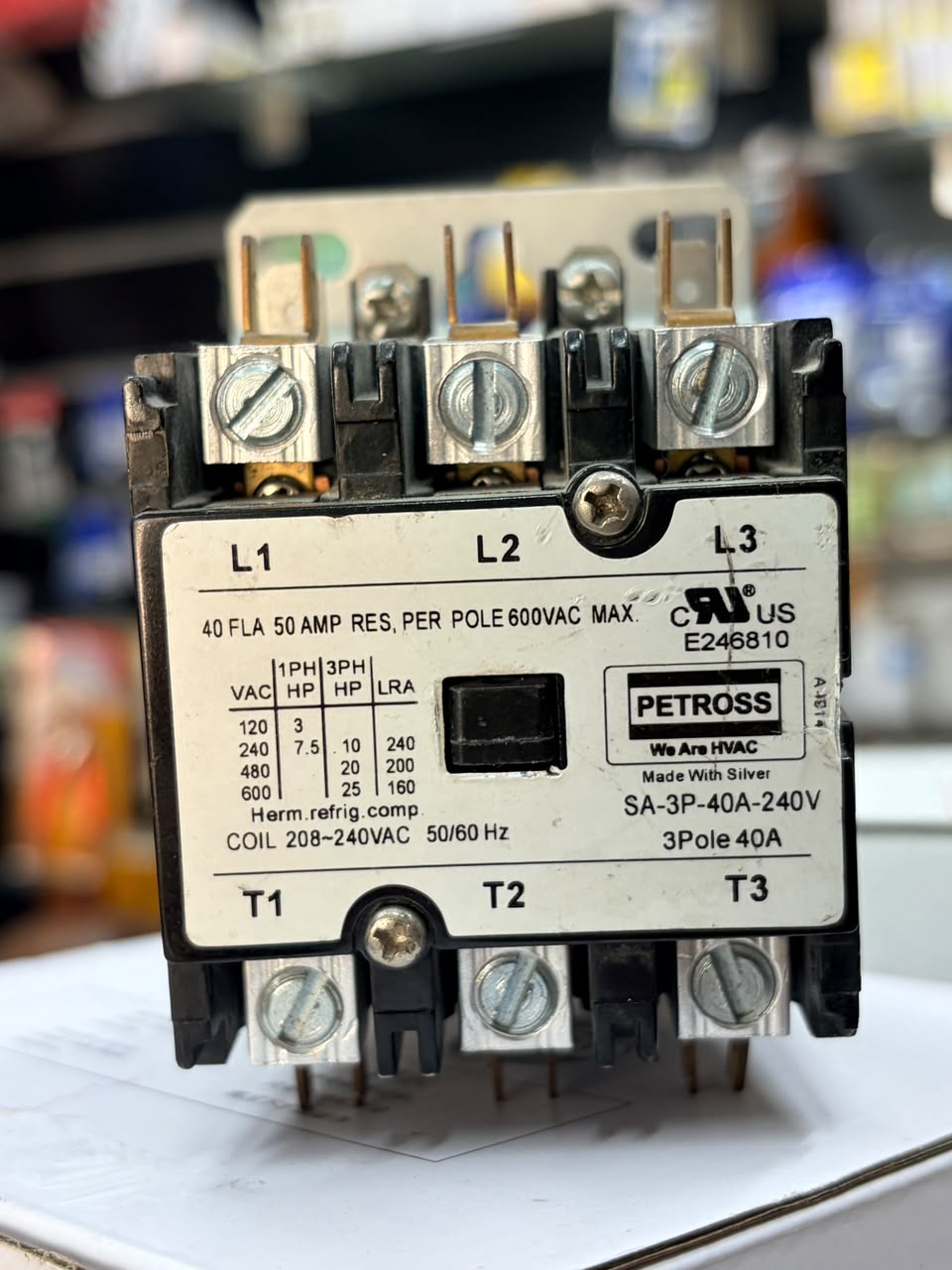 PETROSS SA-3P-40A-240V 3-POLE 40 Amp DEFINITE PURPOSE CONTACTOR