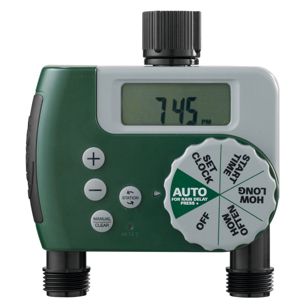 Garden Timer  Water Timer 2-Way Outlet, Green Orbit 58910