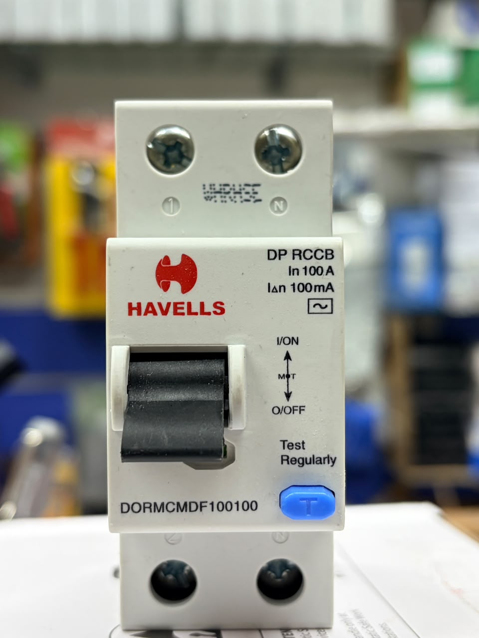 HAVELLS DOUBLE-POLE (DP) RESIDUAL CURRENT CIRCUT BREAKER (RCCB) RATED AT  100A WITH A 100mA SENSITIVITY